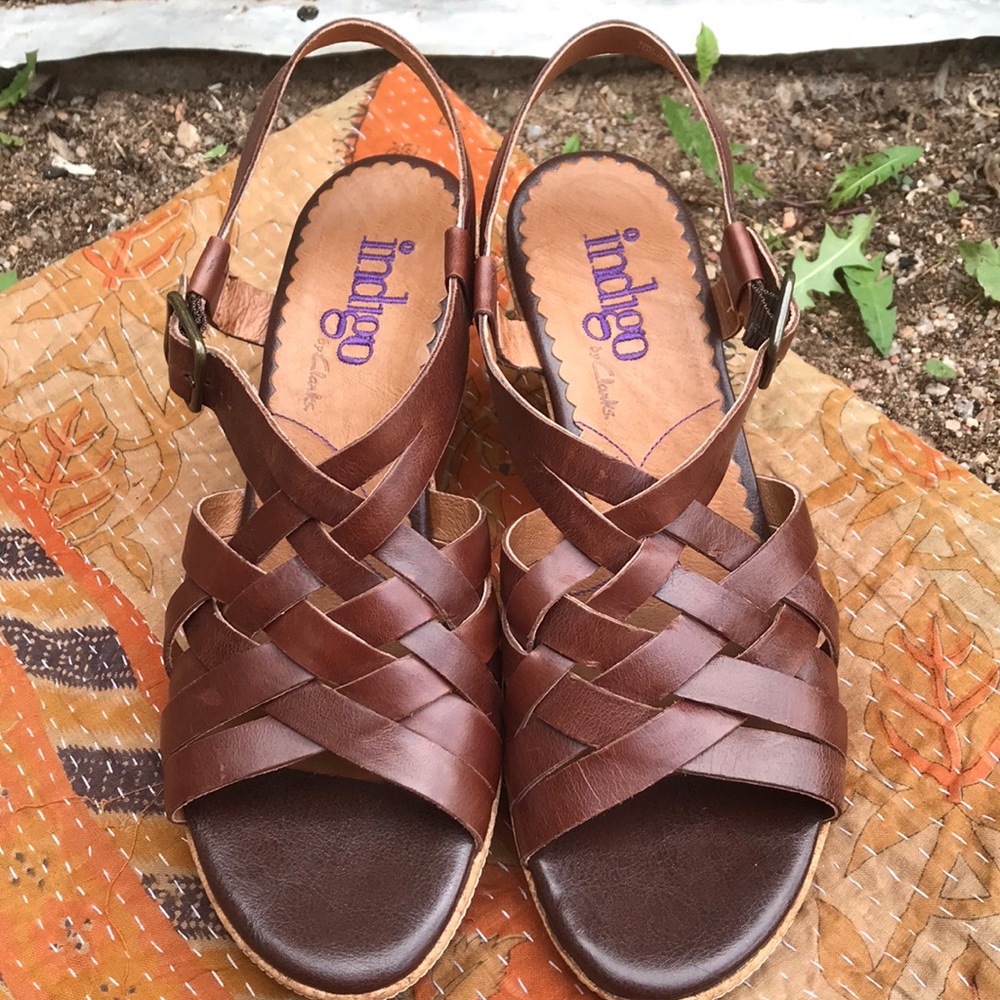 ✨  Indigo by Clark’s Cork and Leather Wedges ✨